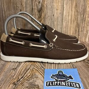 LL Bean Casual Boat Moccasin Loafers Leather Shoes Model 0PX02 Brown Size 7M